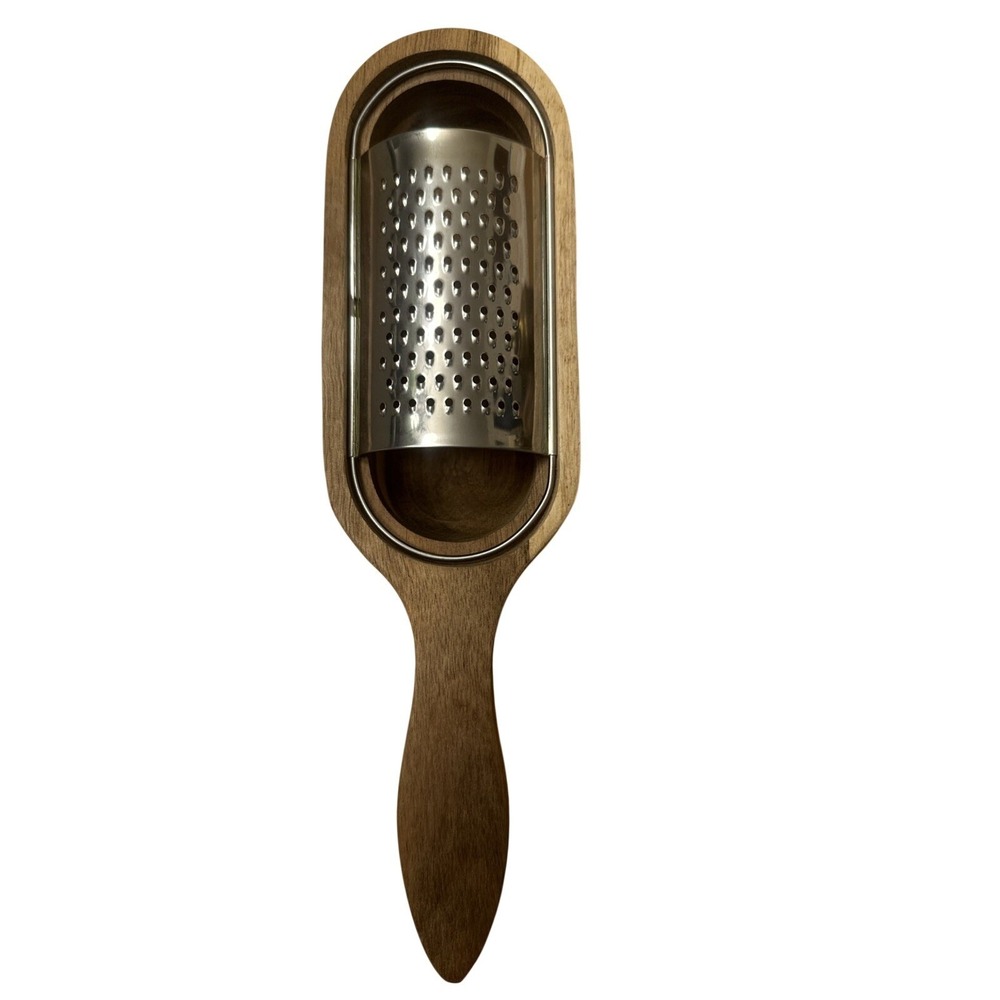 Cheese Grater Bloomingville Acaia Wood Stainless Steel  Built In Bowl Handle 10"